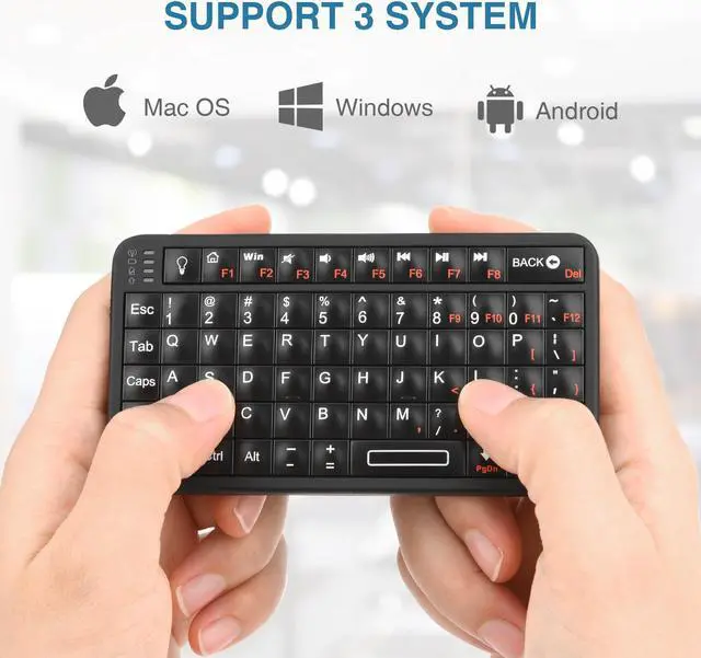 Alt view image 3 of 6 - Rii Mini Bluetooth Keyboard,Portable Wireless Keyboard with Backlit,Rechargeable Mini Keyboard for Smart TV/Android TV Box/SmartPhone/HTPC/IPTV, BLACK(Upgrade-TypeC)
