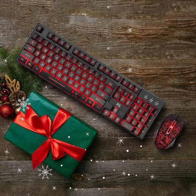 Alt view image 2 of 7 - Rii Gaming Keyboard and Mouse Set, 3-LED Backlit Mechanical Feel Business Office Keyboard Colorful Breathing Backlit Gaming Mouse for Working or Primer Gaming,Office Device (RK108)
