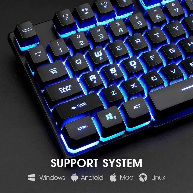Alt view image 5 of 7 - Rii Gaming Keyboard and Mouse Set, 3-LED Backlit Mechanical Feel Business Office Keyboard Colorful Breathing Backlit Gaming Mouse for Working or Primer Gaming,Office Device (RK108)