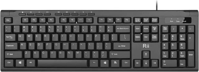 Main image of Rii RK907 Ultra-Slim Compact USB Wired Keyboard for Mac and PC,Windows 10/8 / 7 / Vista/XP (Black) (1PCS)