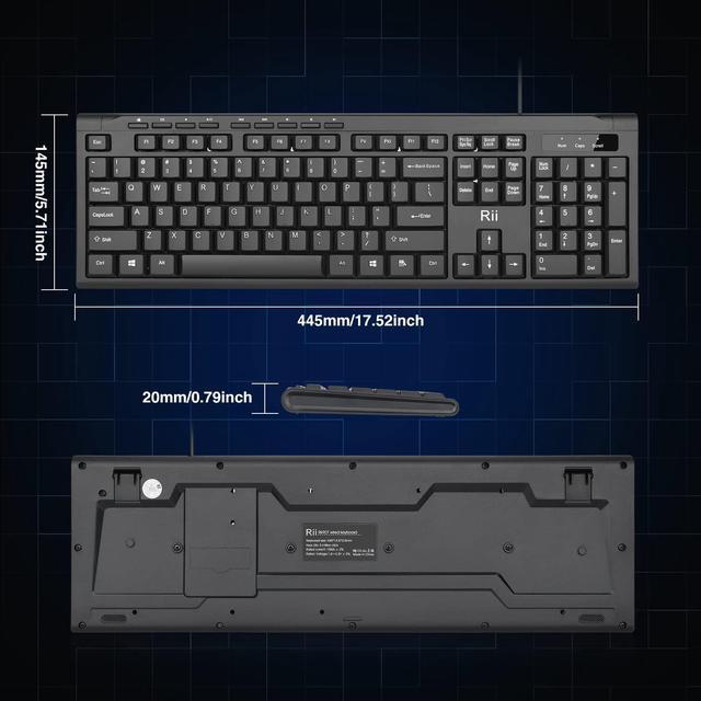 Alt view image 7 of 7 - Rii RK907 Ultra-Slim Compact USB Wired Keyboard for Mac and PC,Windows 10/8 / 7 / Vista/XP (Black) (1PCS)