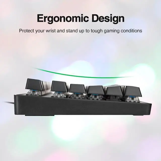 Alt view image 7 of 7 - Rii RK908 Mechanical Gaming Keyboard RGB LED Rainbow Backlit Wired Compact Keyboard with Blue Switches 87 Keys for Windows PC Gaming