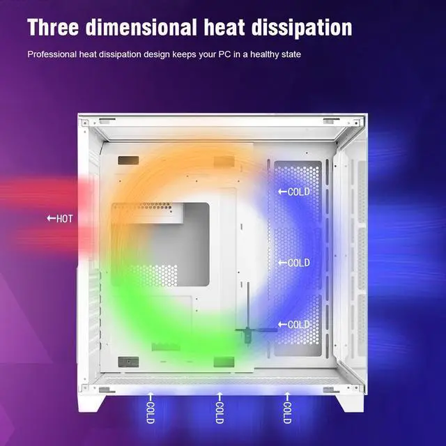 Alt view image 2 of 7 - RUIX OV403 | ATX Computer Case | 4 * 120mm Prism ARGB PWM Fans | Full View Case Tower | Gaming PC Case | USB 3.0 | Type C (White)