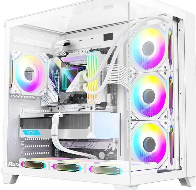 Main image of RUIX OV403 | ATX Computer Case | 4 * 120mm Prism ARGB PWM Fans | Full View Case Tower | Gaming PC Case | USB 3.0 | Type C (White)
