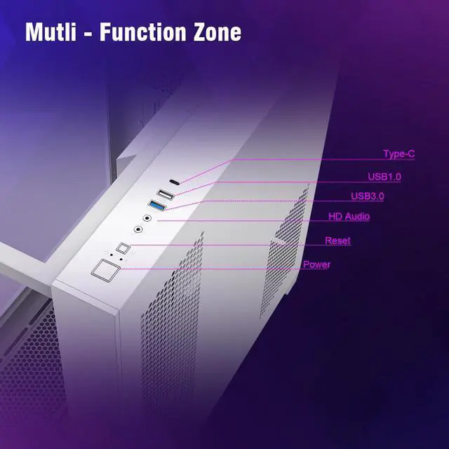 Alt view image 3 of 7 - RUIX OV403 | ATX Computer Case | 4 * 120mm Prism ARGB PWM Fans | Full View Case Tower | Gaming PC Case | USB 3.0 | Type C (White)