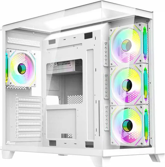 Alt view image 7 of 7 - RUIX OV403 | ATX Computer Case | 4 * 120mm Prism ARGB PWM Fans | Full View Case Tower | Gaming PC Case | USB 3.0 | Type C (White)