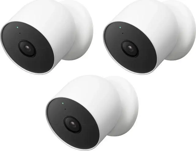 Main image of Google Nest 1080p Indoor/Outdoor Battery-Operated Security Camera 2nd Gen - 3 Pack, White