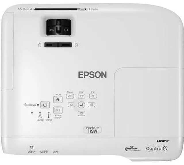 Alt view image 6 of 6 - Epson PowerLite 119W WXGA 4000 Lumn 3LCD Projector with Dual HDMI