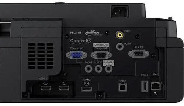 Alt view image 3 of 4 - Epson PowerLite 755F 3600-Lumen Full HD Ultra-Short Throw Laser LCD Projector with Wi-Fi (Black) - Grade A