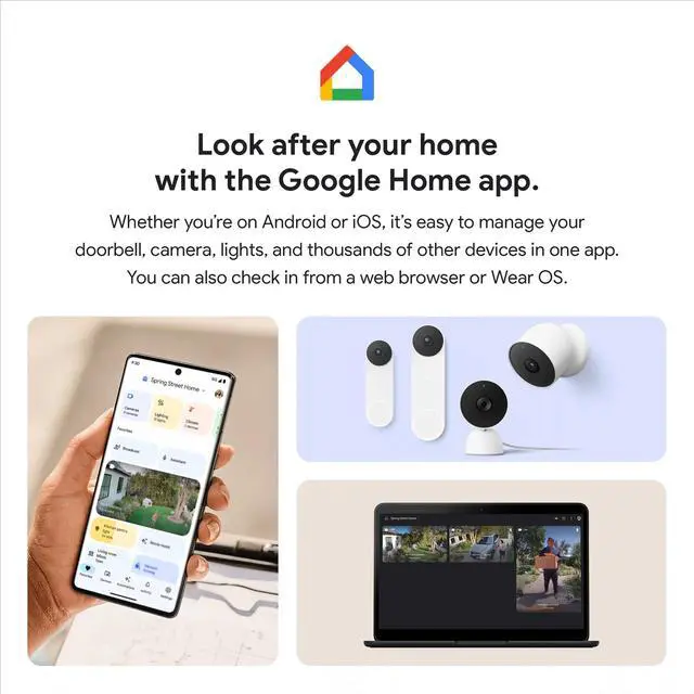 Alt view image 4 of 8 - Google Nest Cam 1080p Full HD Indoor Wired Security Camera (2nd Gen), Sand with Maple Base - Certified Refurbished - Grade A