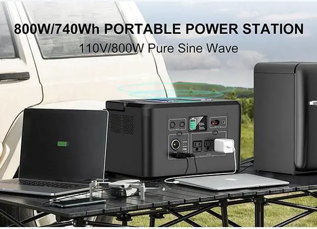 Alt view image 3 of 7 - POWKEY 800W 740Wh Portable Power Station Solar Generator Lithium Battery Pack With AC DC USB USB C Wireless Outputs - Ideal for Outdoor Camping, RV Trips, and Home Emergencies