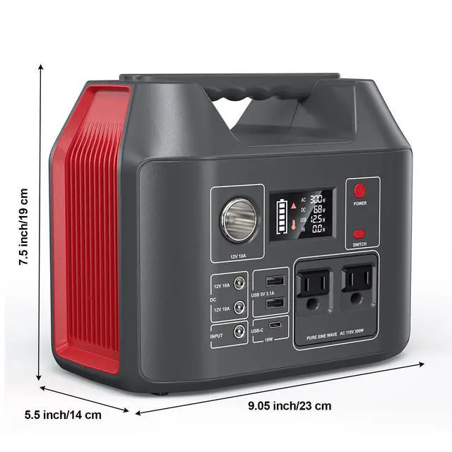 Alt view image 2 of 7 - 300W Portable Power Station 265Wh Battery Pack High-Capacity Lithium Battery Bank Solar Generator with 8-in-1 Output (AC/DC/USB Outlets) - Compact & Lightweight for Camping, Emergency