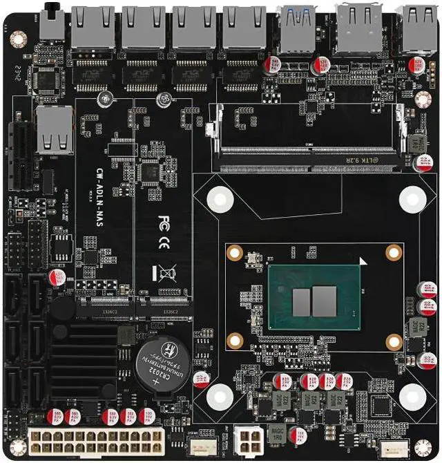 Alt view image 3 of 6 - CWWK NAS i3-N305 NAS Motherboard 12th Gen Intel 4x i226-V 2.5G 2*NVMe 6*SATA3.0 DDR5 Mini ITX Router Mainboard PCIex1 Type-C