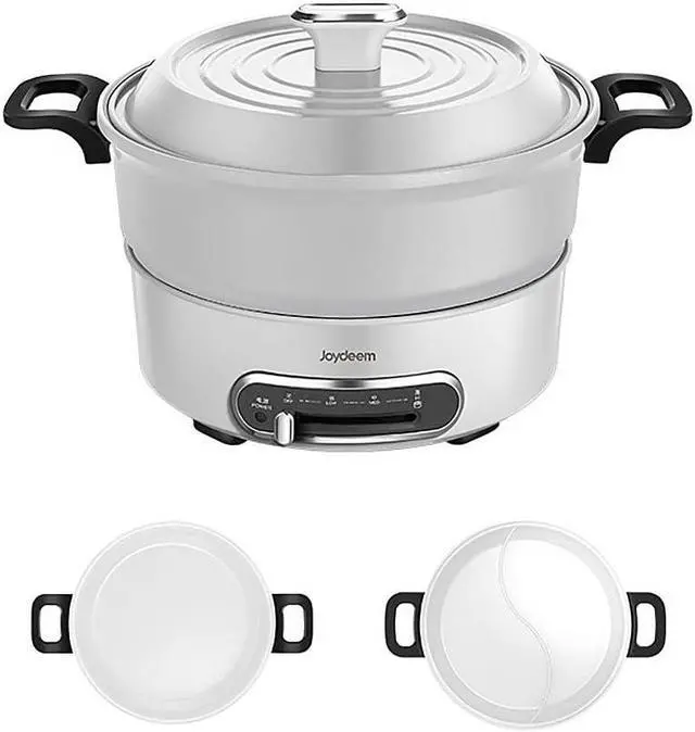 Main image of Joydeem 2 in 1 Electric Hot Pot, 3.5L Shabu Shabu Pot with Two Removable Pot, Ceramic Non-stick Coating, 1400W, JD-HG3706W