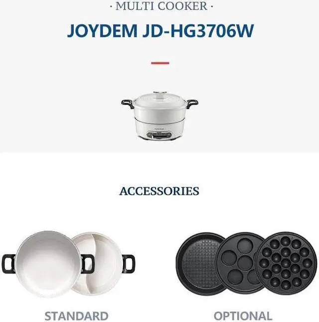 Alt view image 3 of 7 - Joydeem 2 in 1 Electric Hot Pot, 3.5L Shabu Shabu Pot with Two Removable Pot, Ceramic Non-stick Coating, 1400W, JD-HG3706W