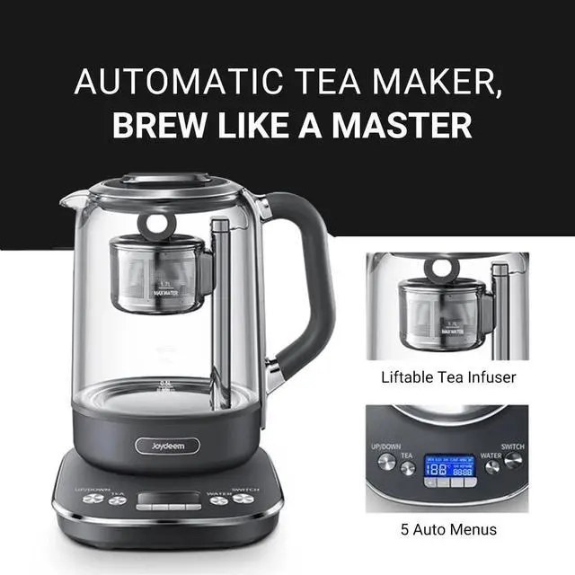 Alt view image 2 of 6 - Joydeem Hot Tea Maker, Glass Electric Ketle with Auto Lift Tea Infuser and Temperature Control, 1.7L, JD-ZC6088G