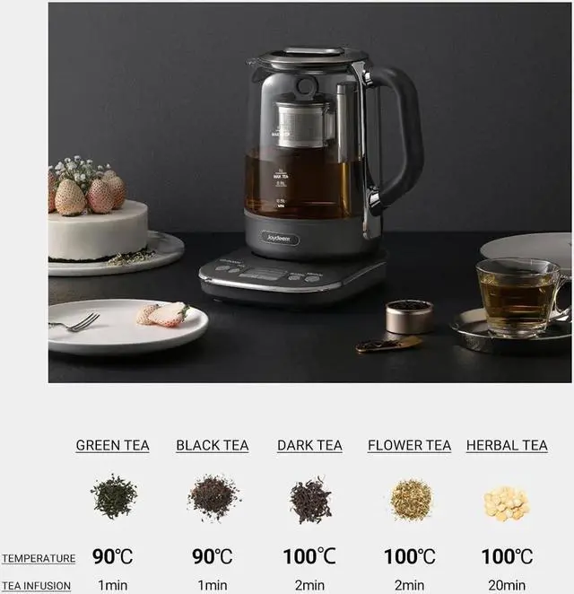Alt view image 3 of 6 - Joydeem Hot Tea Maker, Glass Electric Ketle with Auto Lift Tea Infuser and Temperature Control, 1.7L, JD-ZC6088G