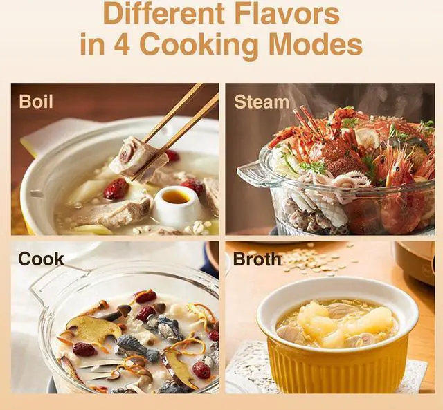 Alt view image 2 of 7 - Joydeem Electric Glass Steam Cooker, Ceramic Tagine Pot for Soup, Hot Pot, Seafood, Multi-use Chinese Stew Pot, JD-ZQG9099