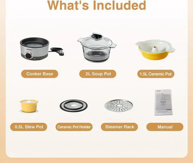 Alt view image 6 of 7 - Joydeem Electric Glass Steam Cooker, Ceramic Tagine Pot for Soup, Hot Pot, Seafood, Multi-use Chinese Stew Pot, JD-ZQG9099