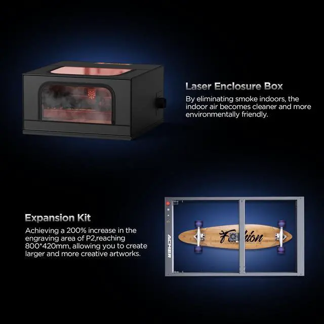 Alt view image 6 of 7 - ACMER P2 Laser Engraver, 33W Output Laser Cutter, 180W Laser Engraving Machine, CNC Laser Cutter and Engraver Machine for Stainless Steel, Wood, Metal, Acrylic, Leather