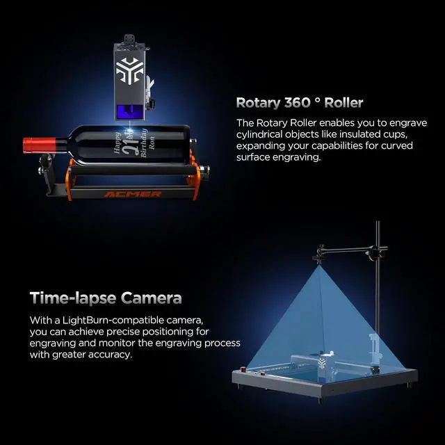 Alt view image 7 of 7 - ACMER P2 Laser Engraver, 20W Output Laser Cutter, 20000mW Laser Engraving Machine, CNC Laser Cutter and Engraver Machine for Stainless Steel, Wood, Metal, Acrylic, Leather