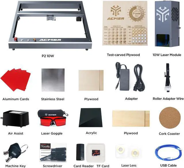Alt view image 2 of 7 - ACMER P2 Laser Engraver, 10W Output Laser Cutter, Laser Engraving Machine, CNC Laser Cutter and Engraver Machine for Stainless Steel, Wood, Metal, Acrylic, Leather