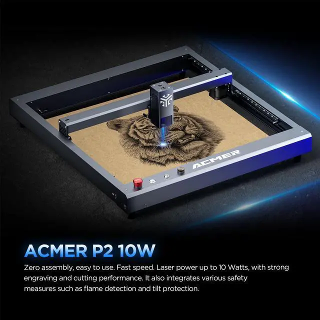 Alt view image 3 of 7 - ACMER P2 Laser Engraver, 10W Output Laser Cutter, Laser Engraving Machine, CNC Laser Cutter and Engraver Machine for Stainless Steel, Wood, Metal, Acrylic, Leather