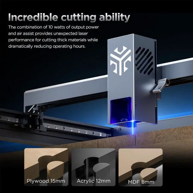 Alt view image 4 of 7 - ACMER P2 Laser Engraver, 10W Output Laser Cutter, Laser Engraving Machine, CNC Laser Cutter and Engraver Machine for Stainless Steel, Wood, Metal, Acrylic, Leather