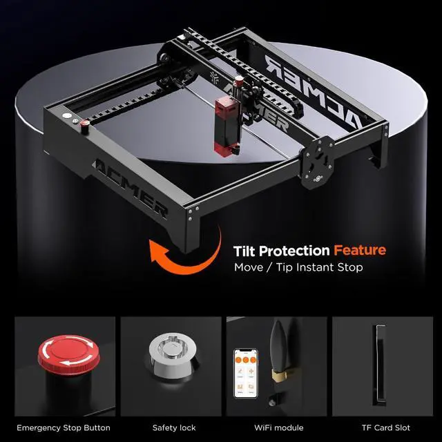 Alt view image 6 of 7 - Acmer P1 Laser Engraver, 10W Output Laser Cutter and Engraver Machine for Wood, Metal, Acrylic, Leather