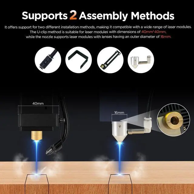 Alt view image 4 of 7 - ACMER Air Assist Pump Kit for Laser Cutter and Engraver, 30L/Min Adjustable, ,Eliminates Smoke/Dust, Shields Lens, Lowers Temp for Precision & Safety.