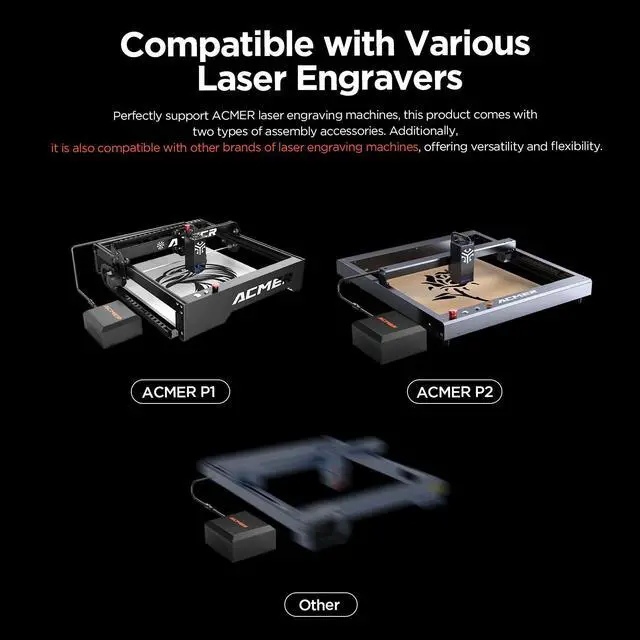 Alt view image 6 of 7 - ACMER Air Assist Pump Kit for Laser Cutter and Engraver, 30L/Min Adjustable, ,Eliminates Smoke/Dust, Shields Lens, Lowers Temp for Precision & Safety.