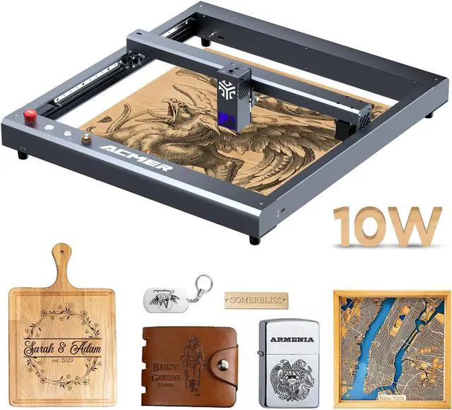 Main image of ACMER P2 Laser Engraver, 10W Output Laser Cutter, Laser Engraving Machine, CNC Laser Cutter and Engraver Machine for Stainless Steel, Wood, Metal, Acrylic, Leather