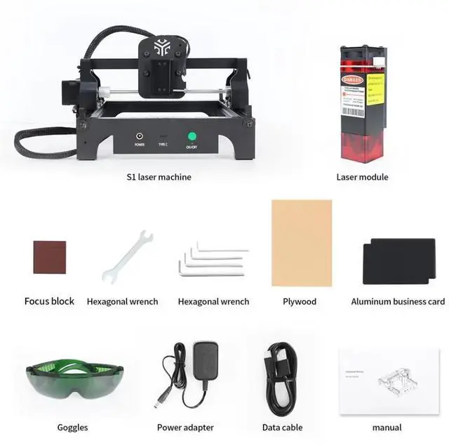 Alt view image 7 of 7 - Acmer S1 Laser Engraver, 3.5W Output Laser Cutting Machine, Engraving Wood and Metal, 130 * 130mm Maximum Working Size,Only 2kg Easy to Carry Anywhere, Laser Class 4