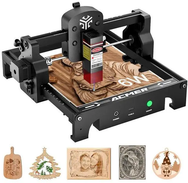 Main image of ACMER S1 Laser Engraver, Laser Engraving Machine for Beginner, 6W Mini Engraving Tool for Wool, Portable, Laser Class 4 (S1 6000mW) For engraving leather, nameplates, metal, logos, etc.