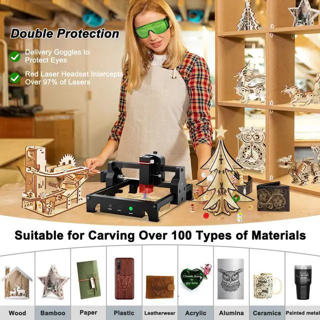 Alt view image 4 of 6 - ACMER S1 Laser Engraver, Laser Engraving Machine for Beginner, 6W Mini Engraving Tool for Wool, Portable, Laser Class 4 (S1 6000mW) For engraving leather, nameplates, metal, logos, etc.