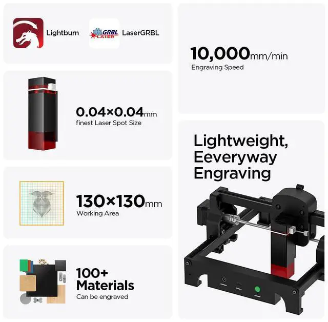 Alt view image 2 of 6 - ACMER S1 Laser Engraver, Laser Engraving Machine for Beginner, 6W Mini Engraving Tool for Wool, Portable, Laser Class 4 (S1 6000mW) For engraving leather, nameplates, metal, logos, etc.