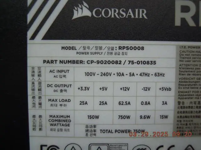 Alt view image 7 of 7 - Corsair RMi Series RM750i  750 Watt 80 PLUS® Gold Certified Fully Modular Power Supply * Part Number CP-9020082