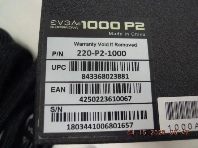 Alt view image 2 of 7 - 220-P2-1000 EVGA Supernova 1000 P2 1000Watt 80 Plus Platinum AC Power Supply