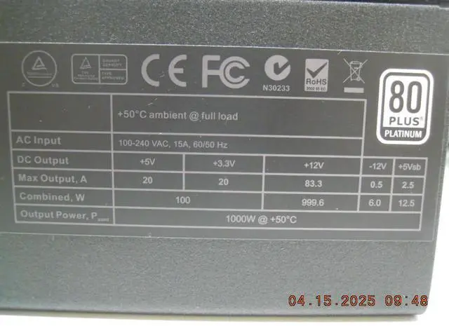 Alt view image 7 of 7 - 220-P2-1000 EVGA Supernova 1000 P2 1000Watt 80 Plus Platinum AC Power Supply