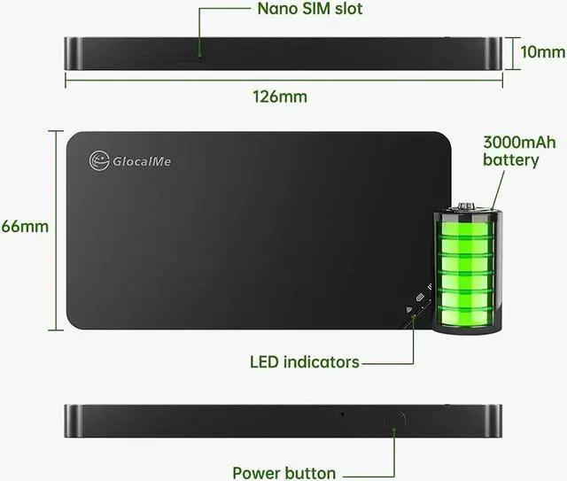 Alt view image 4 of 6 - GlocalMe U3 Mobile Hotspot, Wireless Portable WiFi for Travel in 150+  Countries, No SIM Card Needed, Smart Local Network Auto-Selection, High Speed with Global 1GB Data, Pocket WiFi (U3 Black)