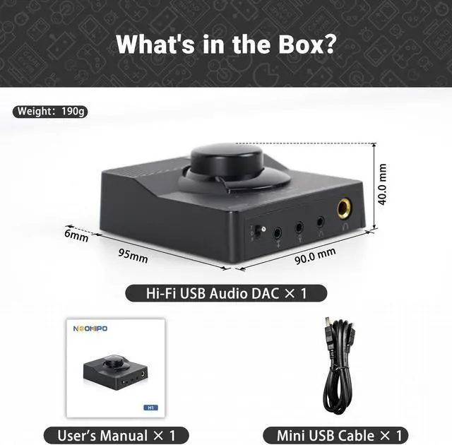 Alt view image 7 of 7 - Neohipo H1 DAC Amp for Pc,Mini USB Gaming DAC Headphone Amplifier, Mini Hi-Fi Digital-to-Analog Amp