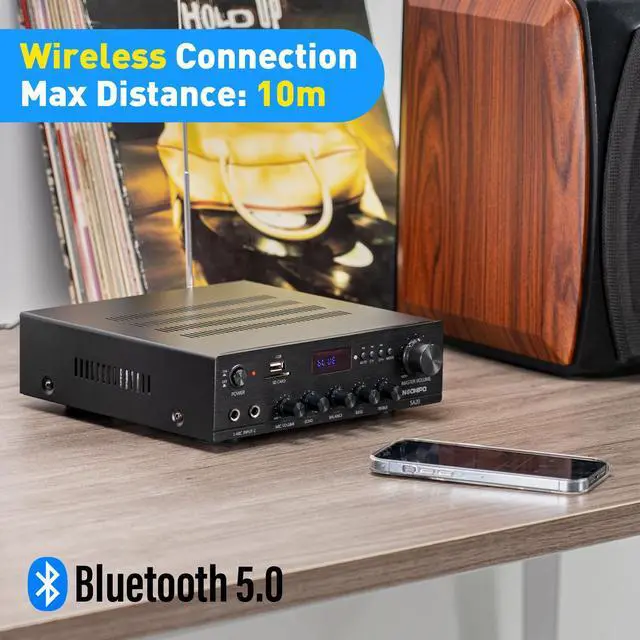 Alt view image 5 of 7 - Neohipo SA20 Stereo Receiver & Amplifier Home Audio Bluetooth Amp, Bluetooth 5.0, 500Wx2, 2.1 Channel