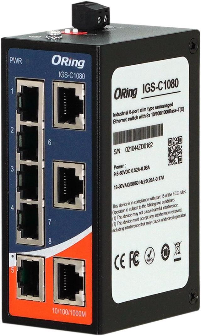 Main image of ORing IGS-C1080 | Industrial 8-Ports 10/100/1000Base-T(X) Unmanaged Gigabit Ethernet Switch