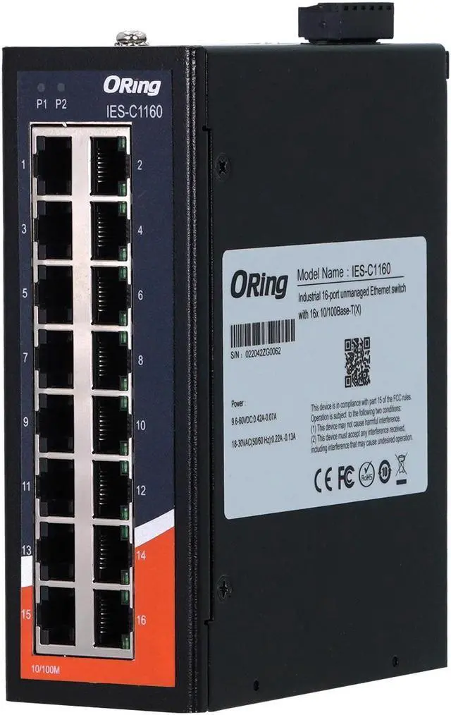 Main image of ORing IES-C1160 | Industrial 16-Ports 10/100Base-T(X) Unmanaged Fast Ethernet Switch