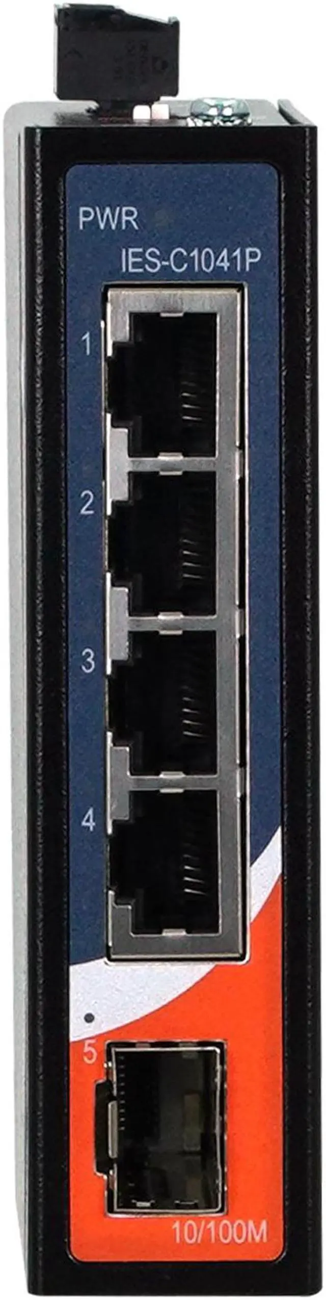 Alt view image 2 of 4 - ORing IES-C1041P | Industrial 5-Port Unmanaged Fast Ethernet Switch, 4FE +1FX SFP Socket