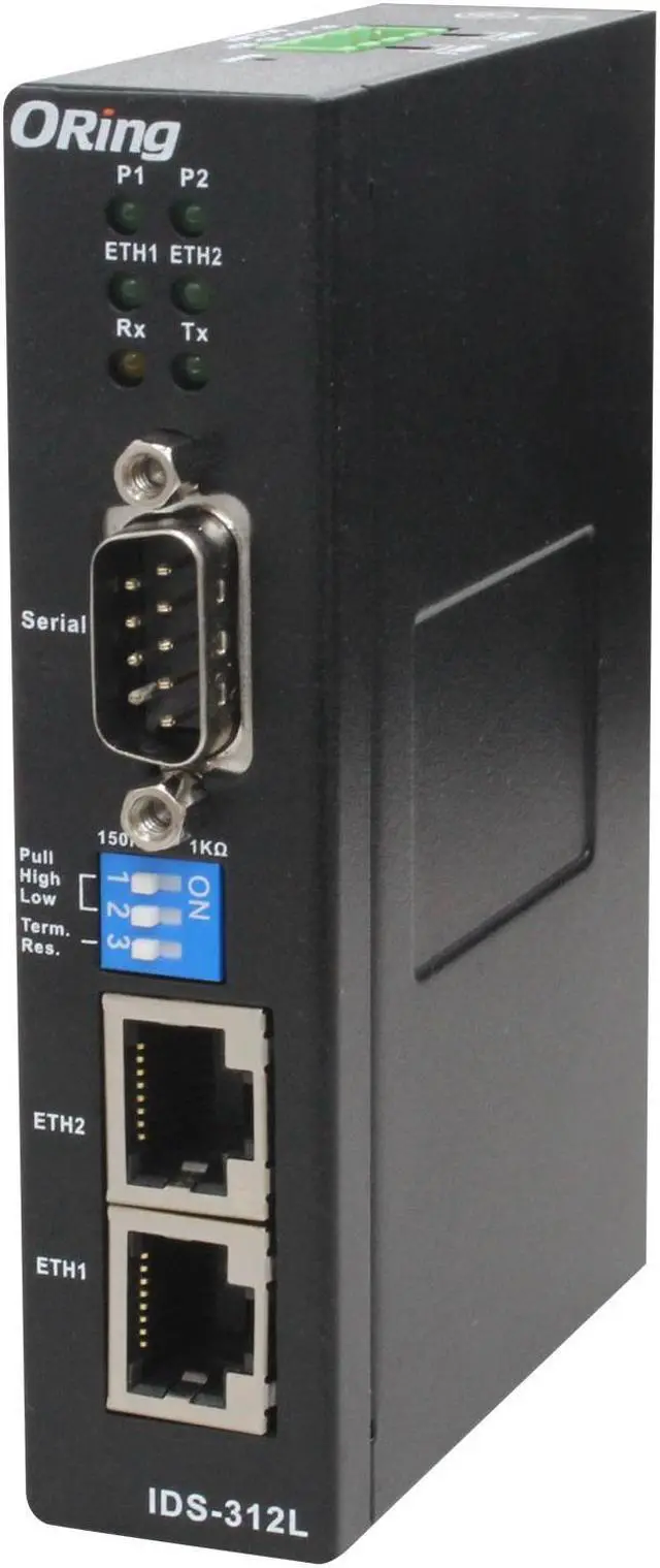 Main image of ORing IDS-312L, Serial-to-Ethernet Modbus Gateway, 2 10/100 Ethernet, RS232/422/485