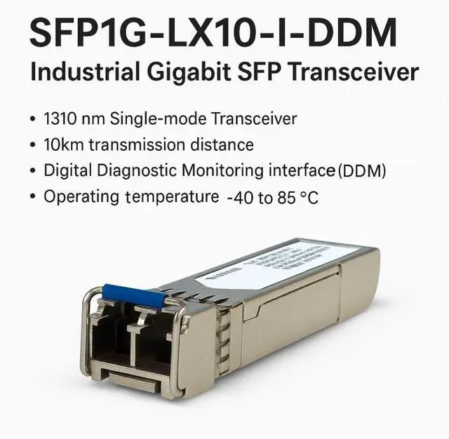 Alt view image 2 of 4 - ORing SFP1G-LX10-I-DDM 1Gbps SFP optical Transceiver, Single-mode / 10KM, 1310nm, With DDM