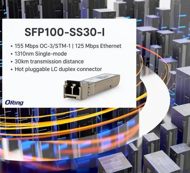 Alt view image 2 of 4 - ORing SFP100-SS30-I 100Mbps SFP Optical Transceiver/ Single-mode / 30KM, 1310nm