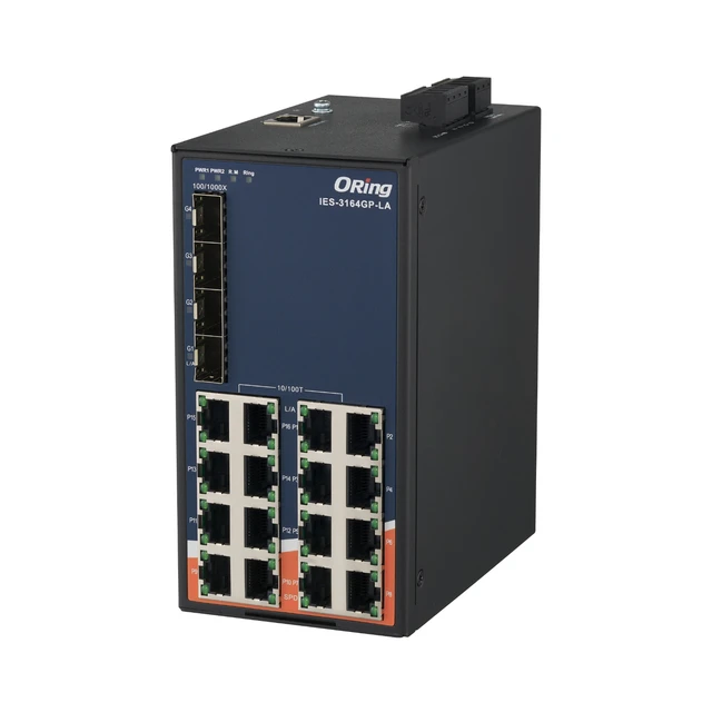 Alt view image 3 of 6 - ORing IES-3164GP-LA Managed Ethernet Switch with 16 10/100BaseTX Ports, 4 100/1000BaseSFP Slots, -40~75°C