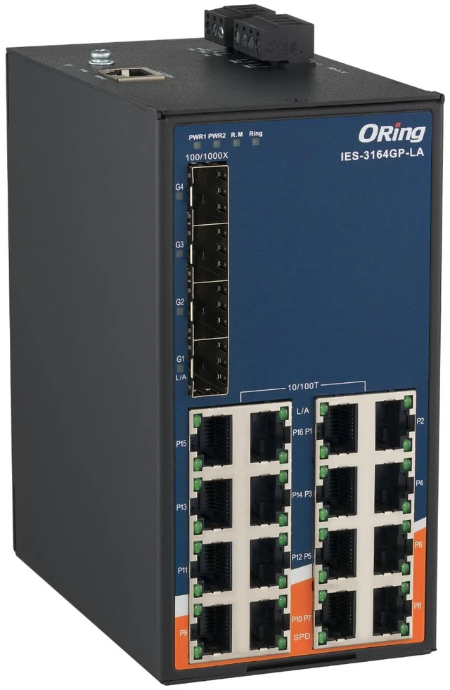Main image of ORing IES-3164GP-LA Managed Ethernet Switch with 16 10/100BaseTX Ports, 4 100/1000BaseSFP Slots, -40~75°C